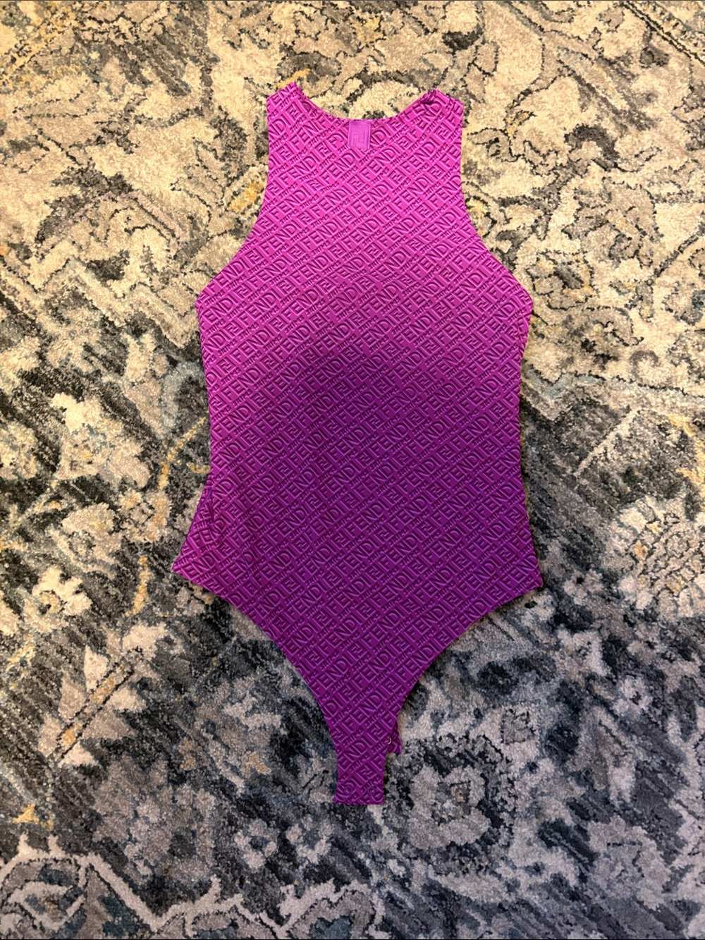 SKIMS x Fendi Purple Textured High-Neck Bodysuit
